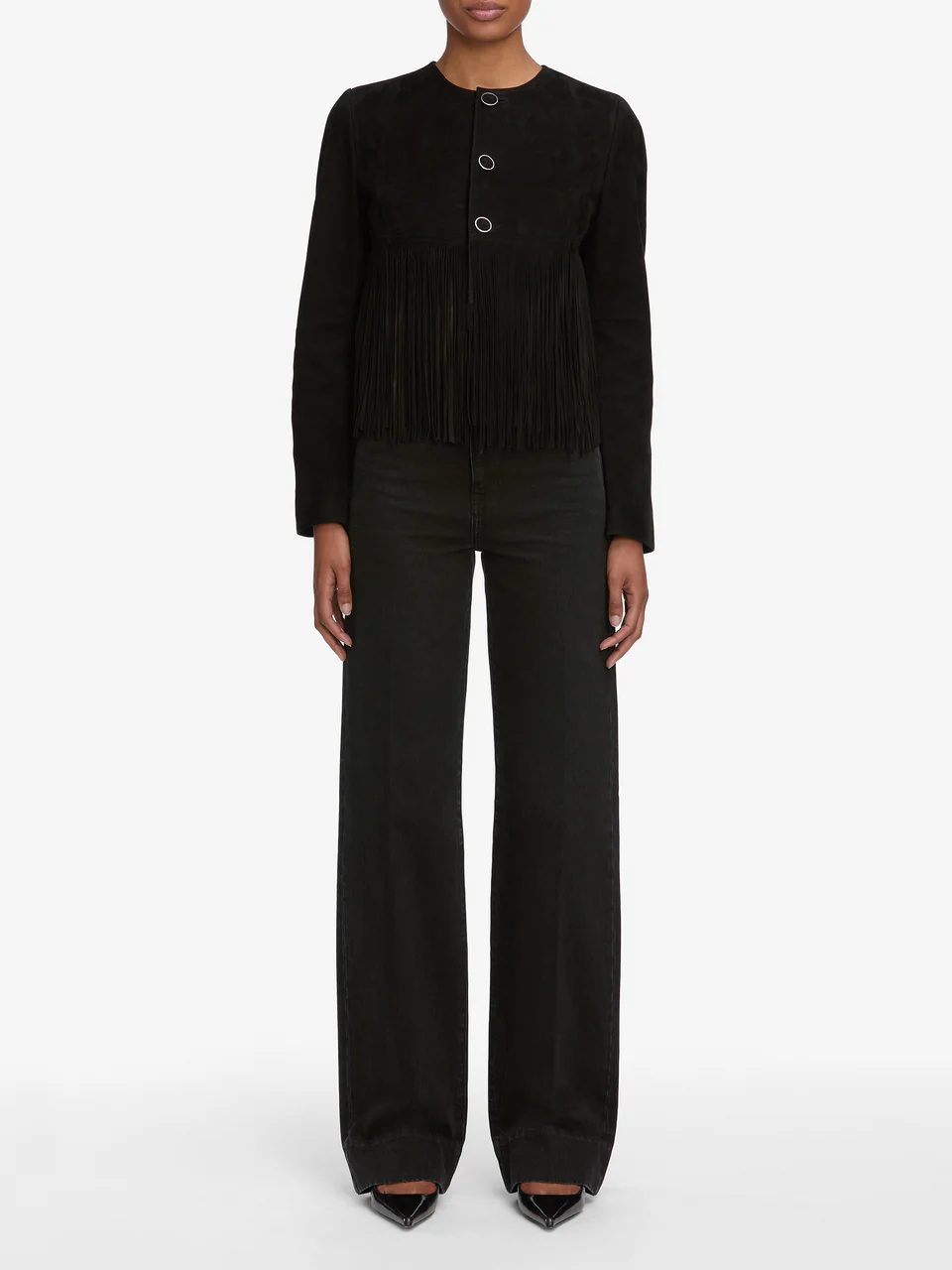 Frame High-waisted Wide-leg Jeans In Black