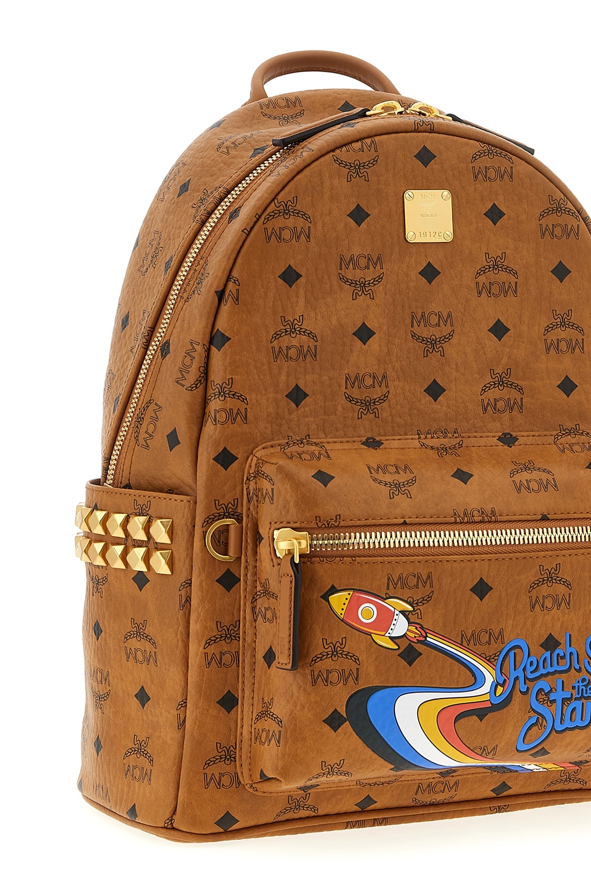 Mcm 'stark' Small-medium Backpack In Brown