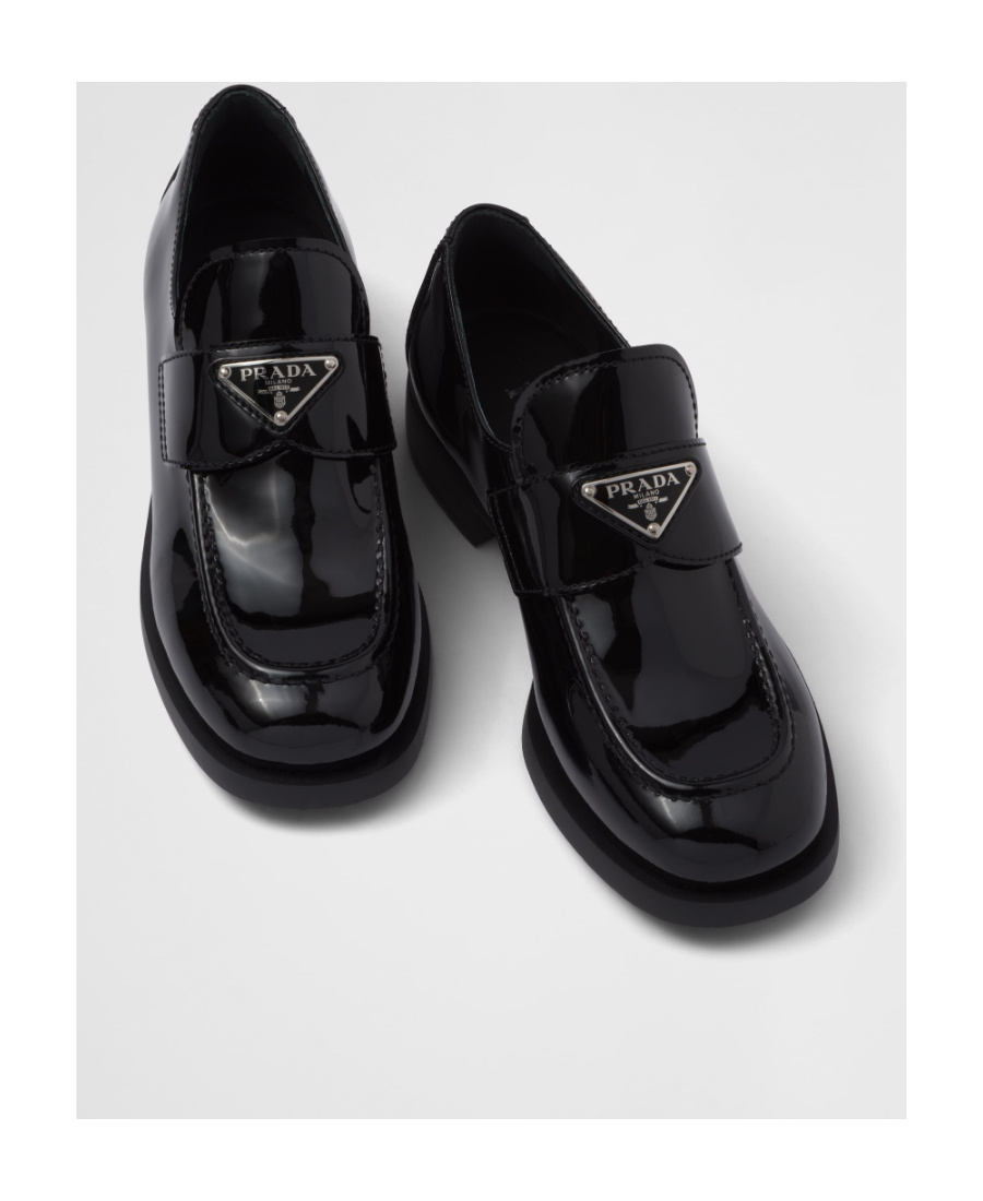 Prada Logo-plaque Leather Loafers In Black