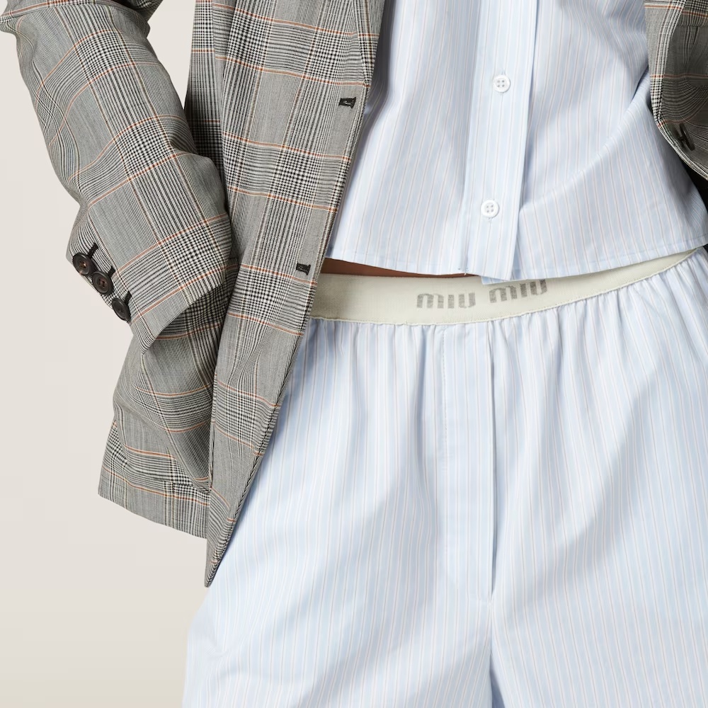 Miu Miu Striped Boxer Shorts In Blue