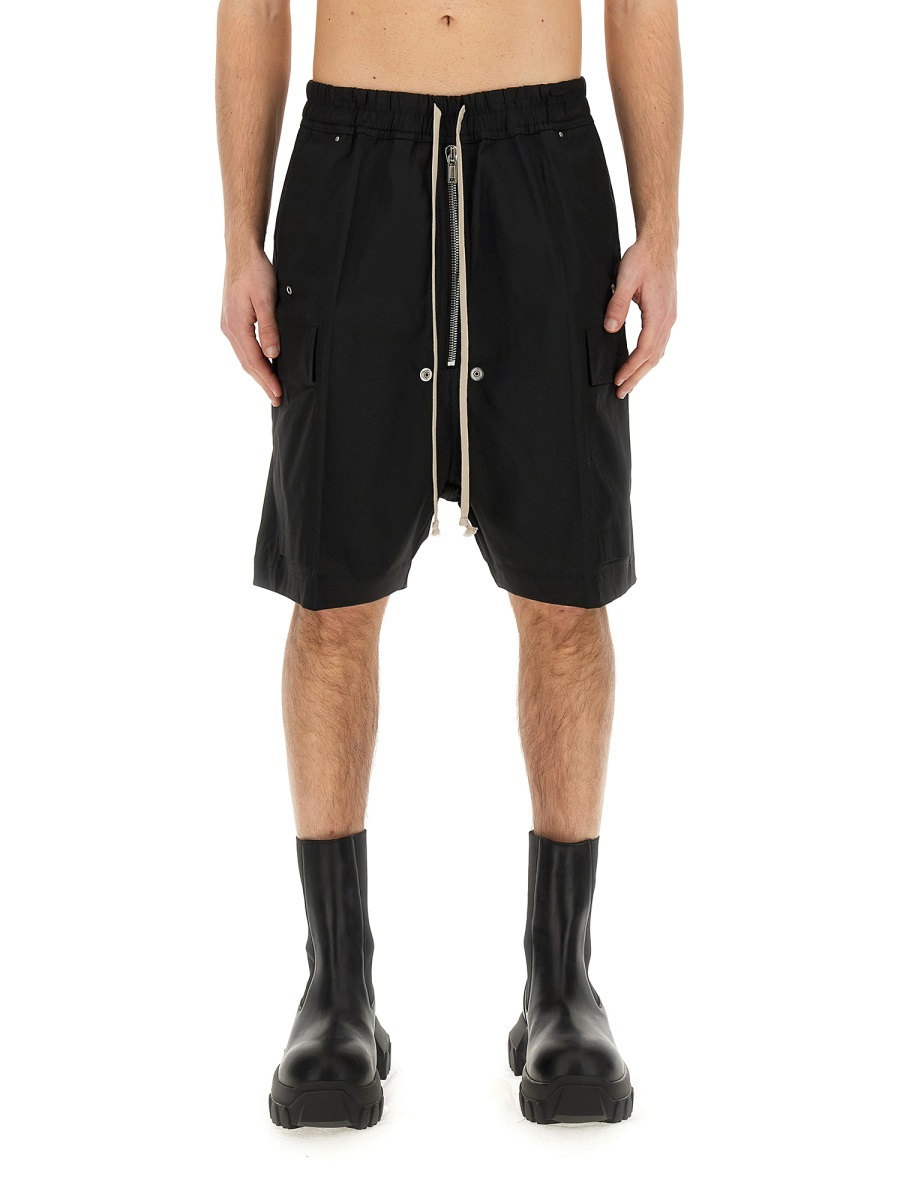 Rick Owens Drop-crotch Bermuda Shorts In Black