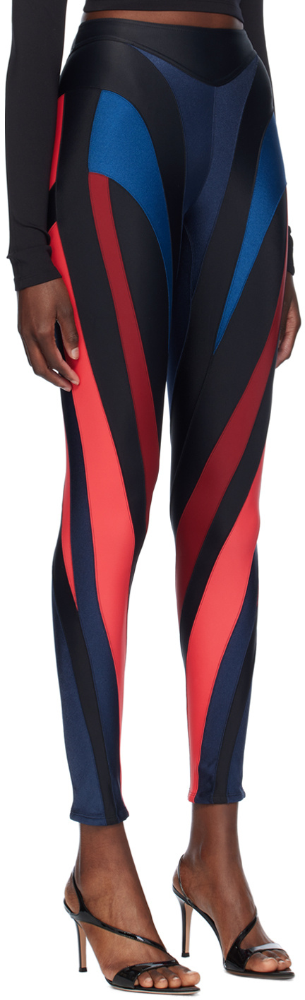 Mugler Color Matching Printed Leggings In Black