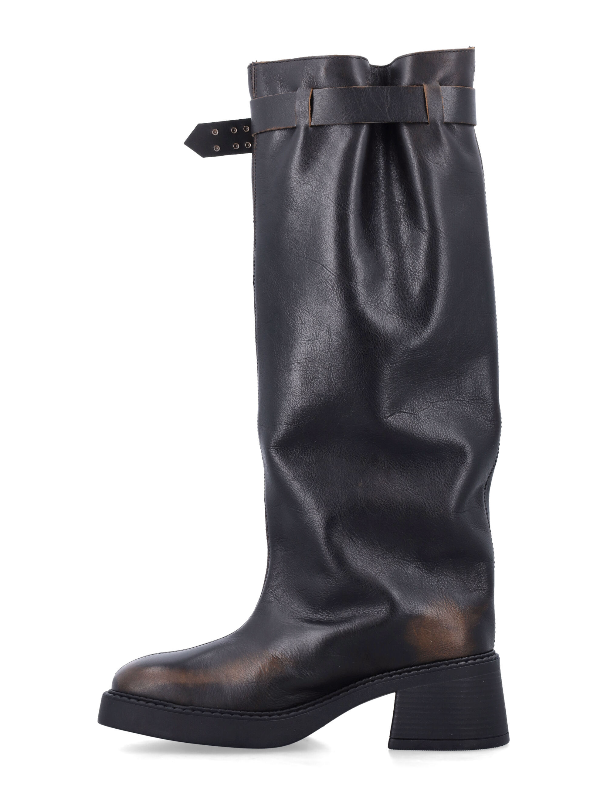 Miista Buckle-fastening Studded Boots In Brown