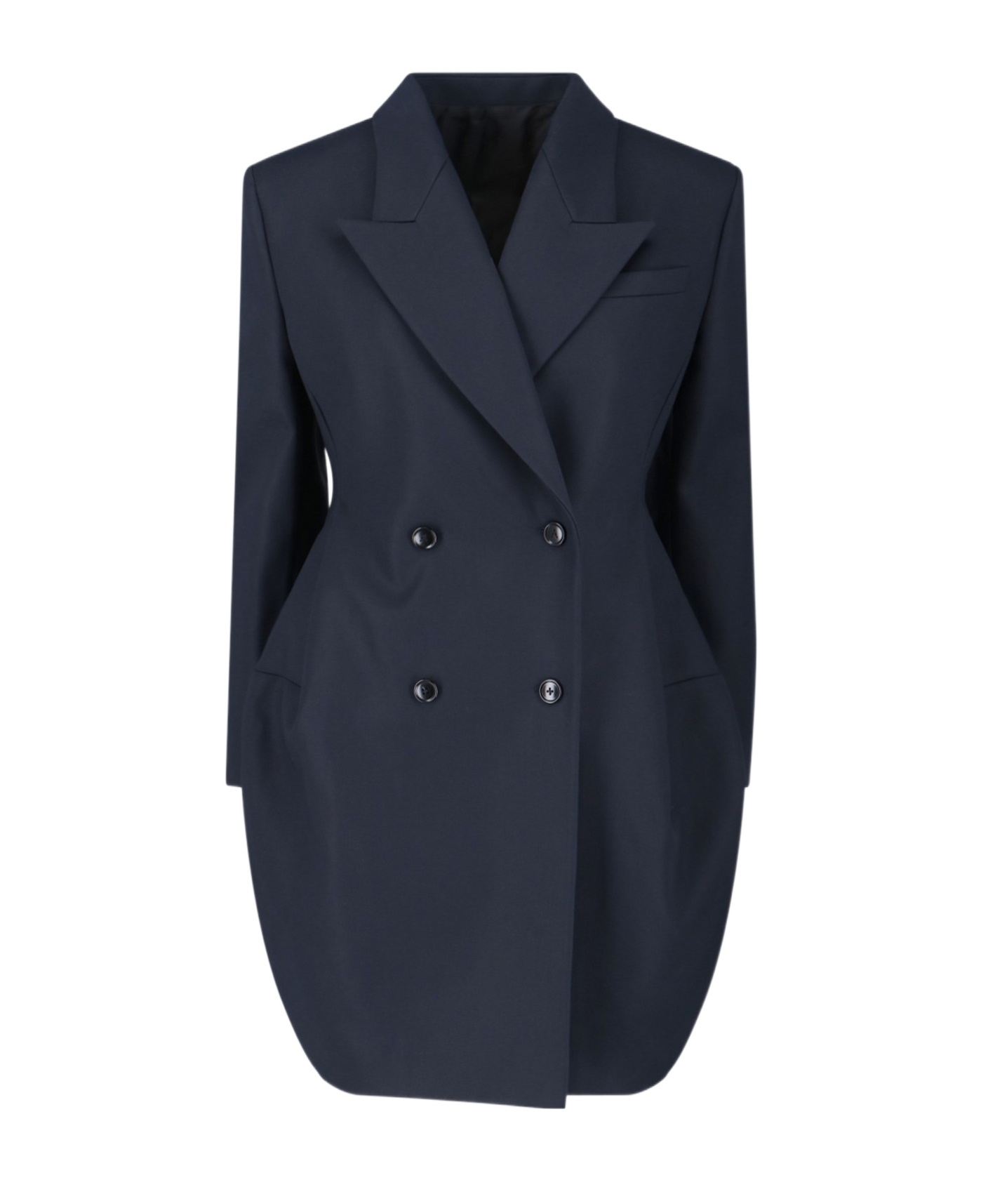 Alaïa Double-breasted Cotton Blazer In Blue