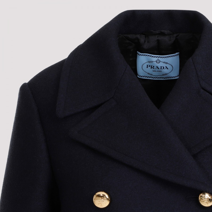 Prada Double-breasted Virgin-wool Coat In Blue
