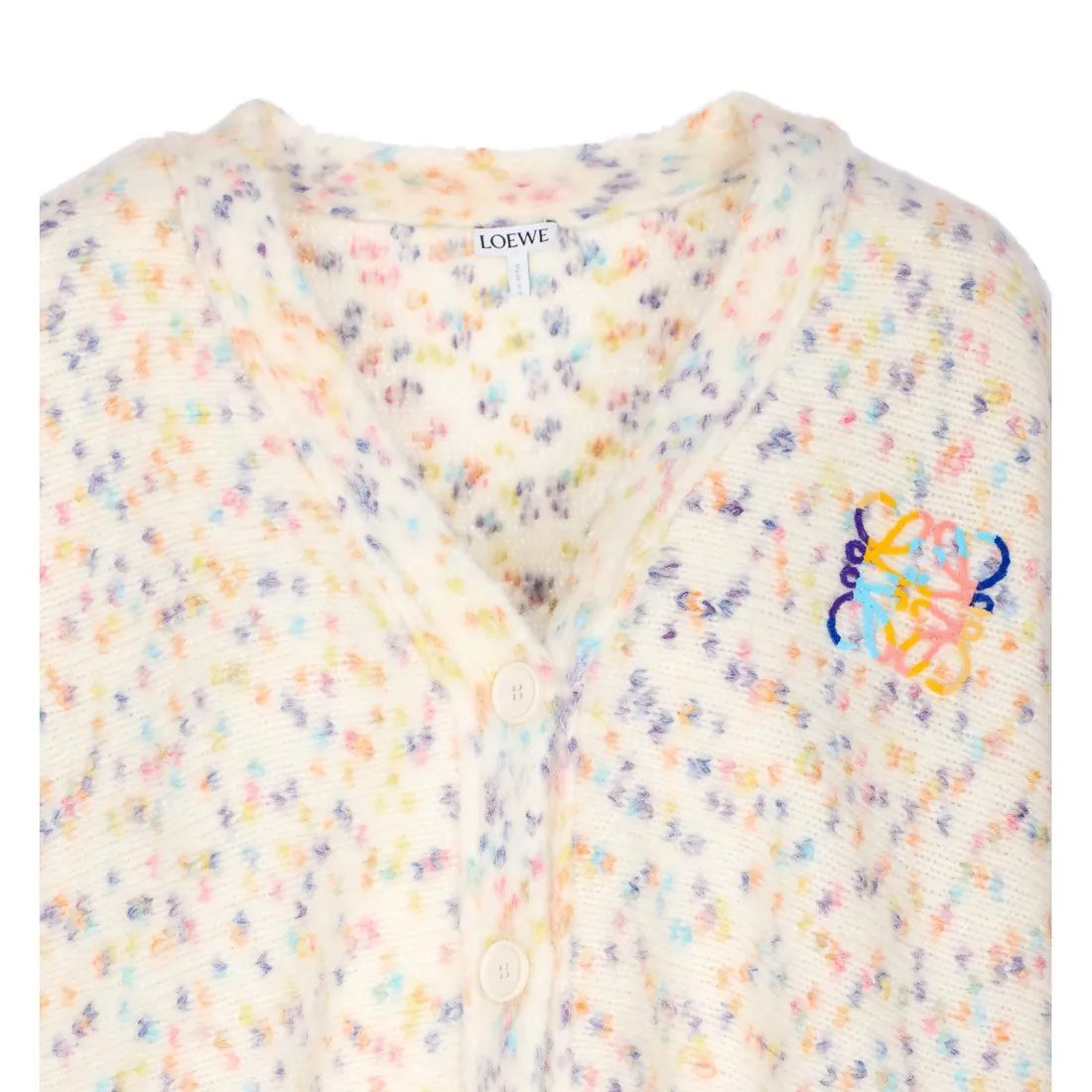 Loewe Anagram V-neck Trapeze Cardigan In White