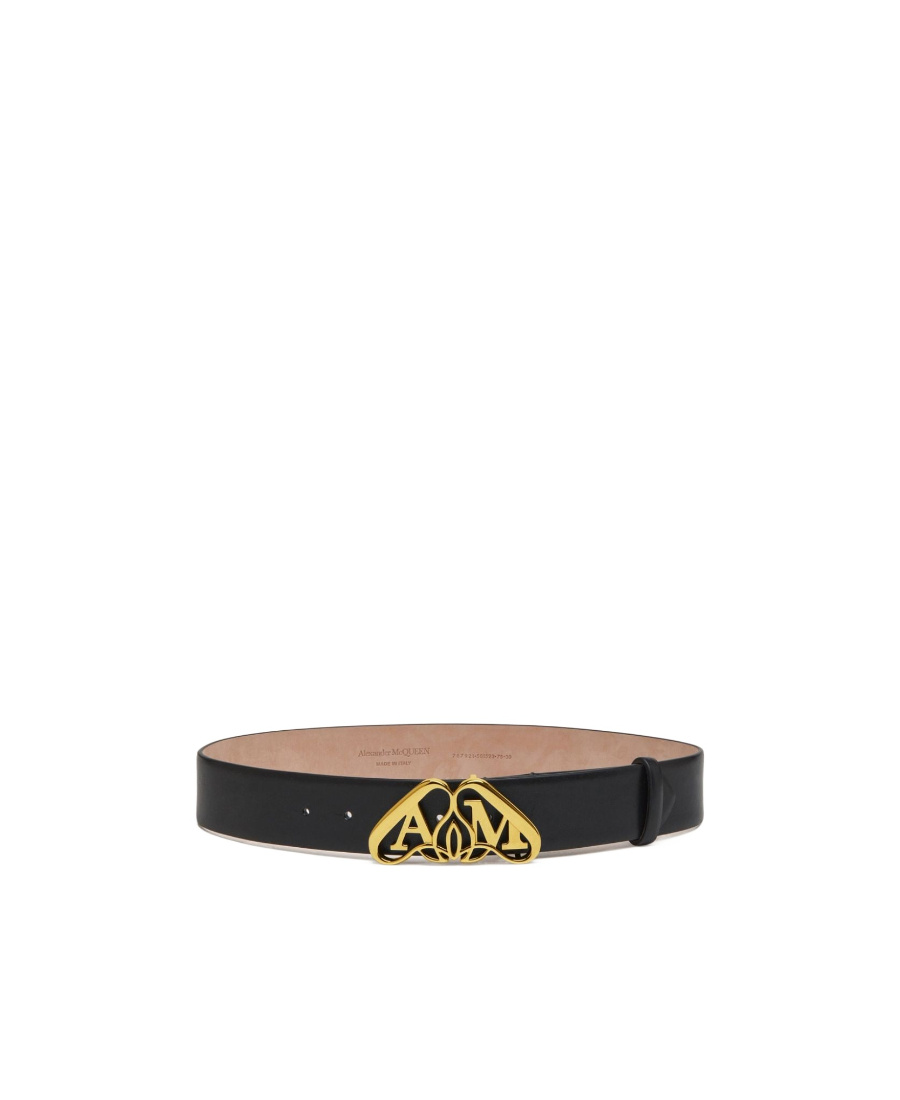 Alexander Mcqueen Seal-buckle Leather Belt In Green