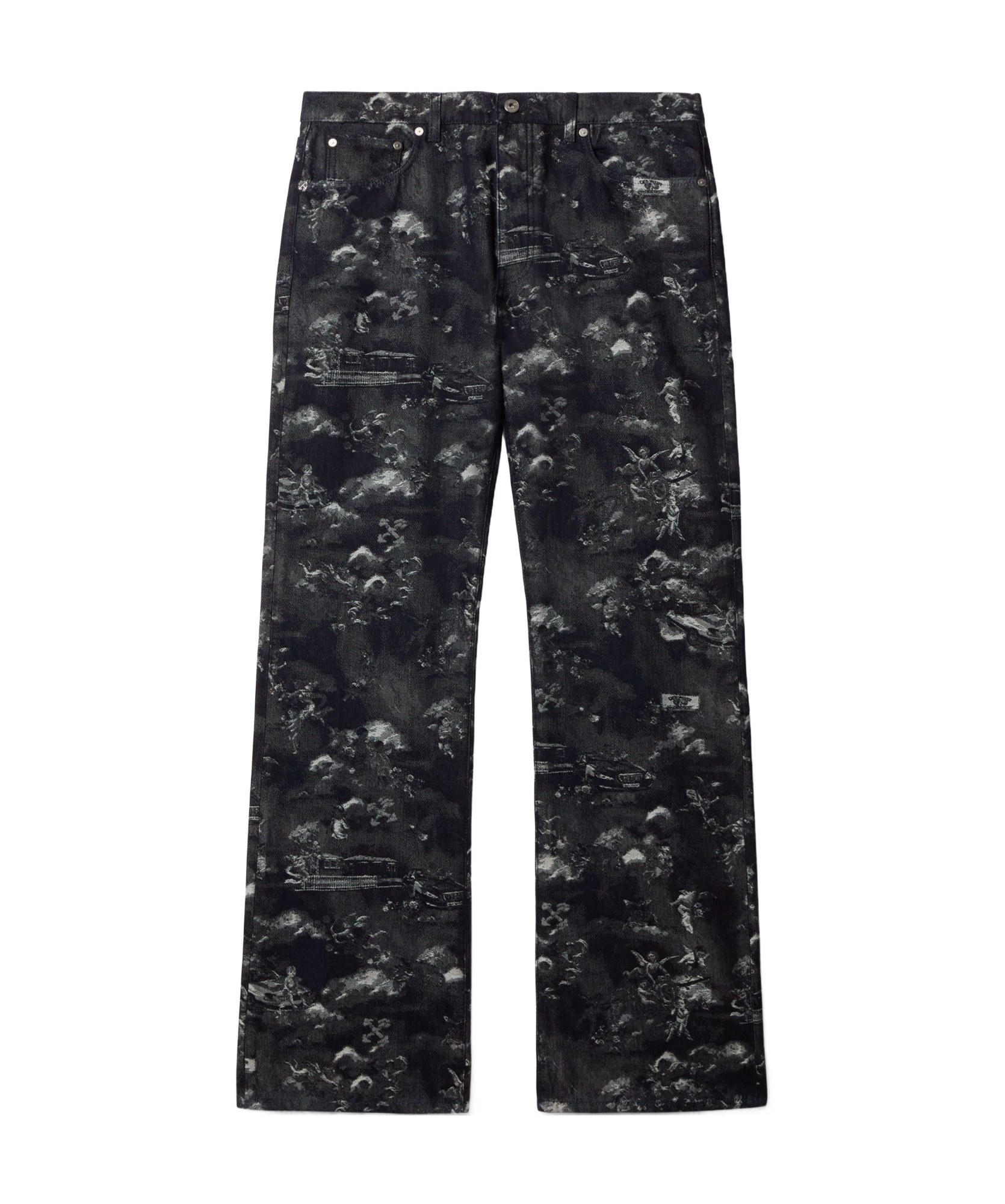 Off-white Camouflage Jacquard Straight-leg Jeans In Black