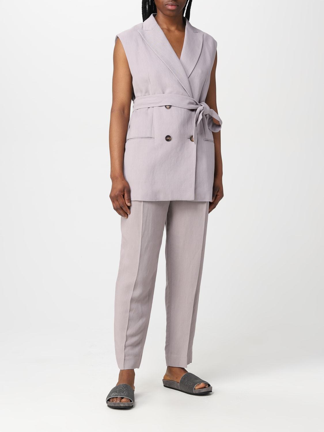 Brunello Cucinelli Double-breasted Sleeveless Blazer In Pink