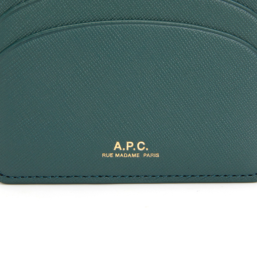 Apc Demi-lune Leather Cardholder In Green