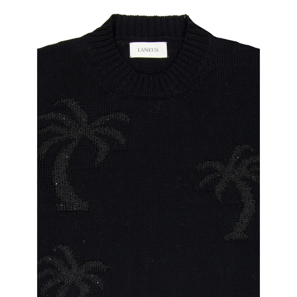 Laneus Relaxed Fit Polo Knitwear In Luxurious Wool-cashmere Blend In Black