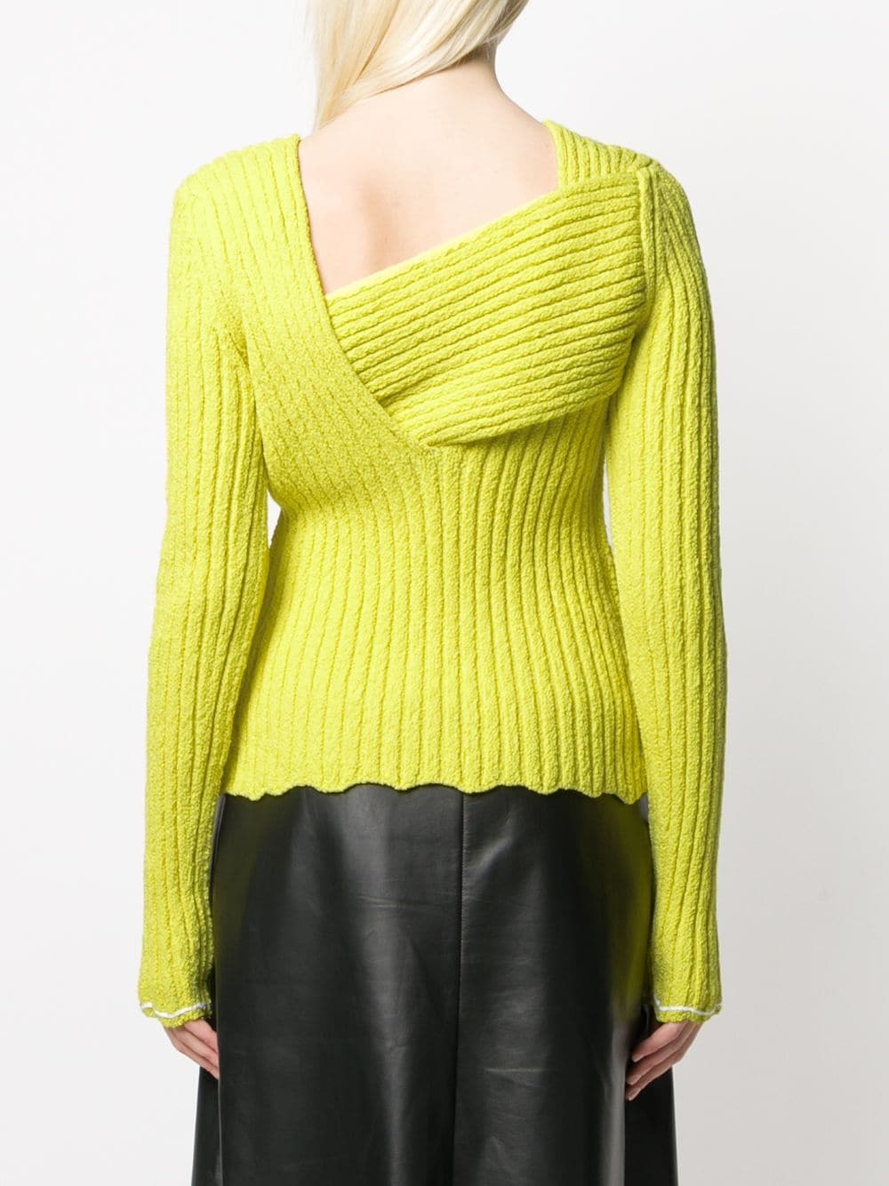 Bottega Veneta Interwoven Ribbed Jumper In Yellow