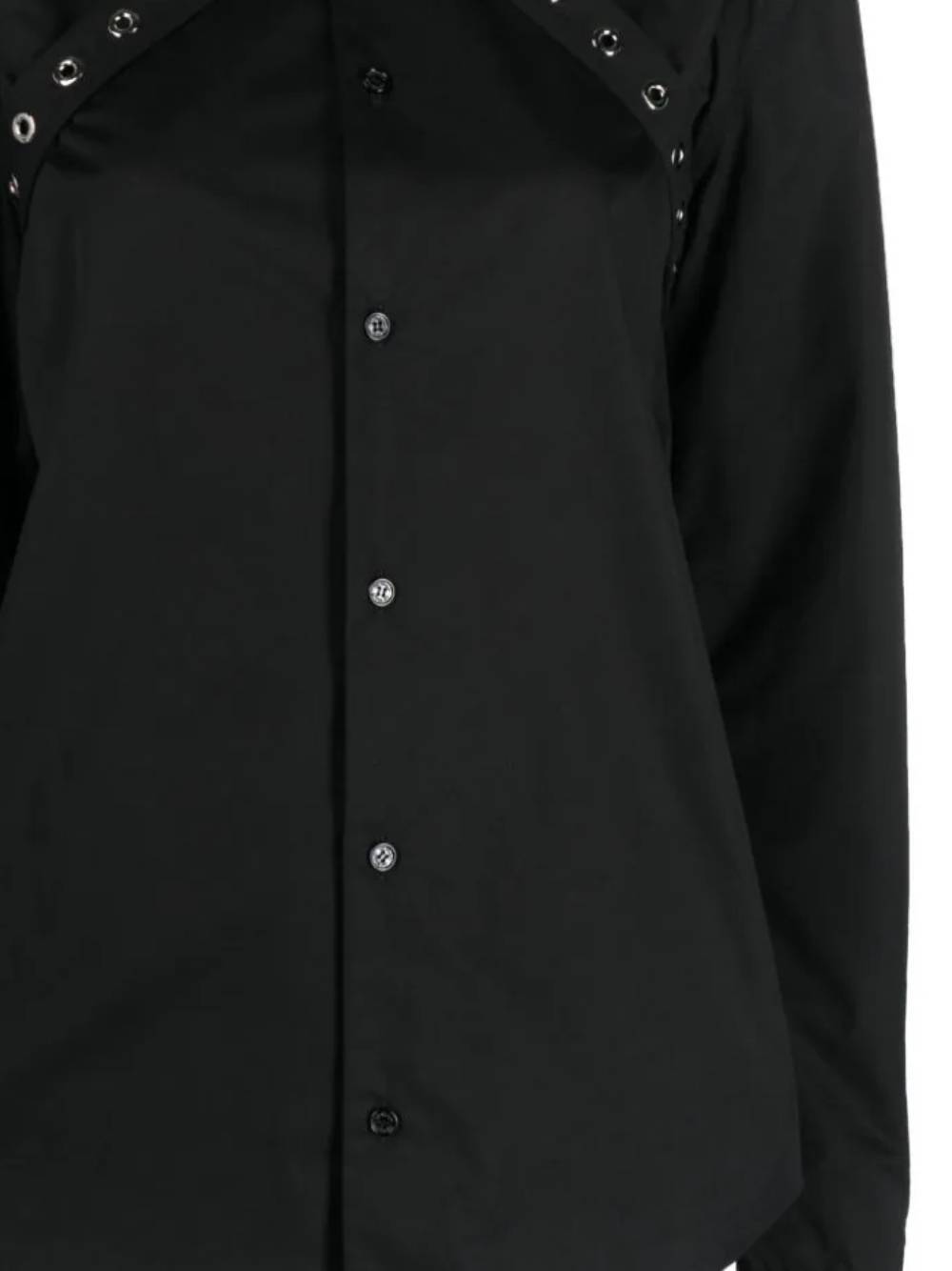 Off-white Popli Shirt With Eyelets Collar In Black