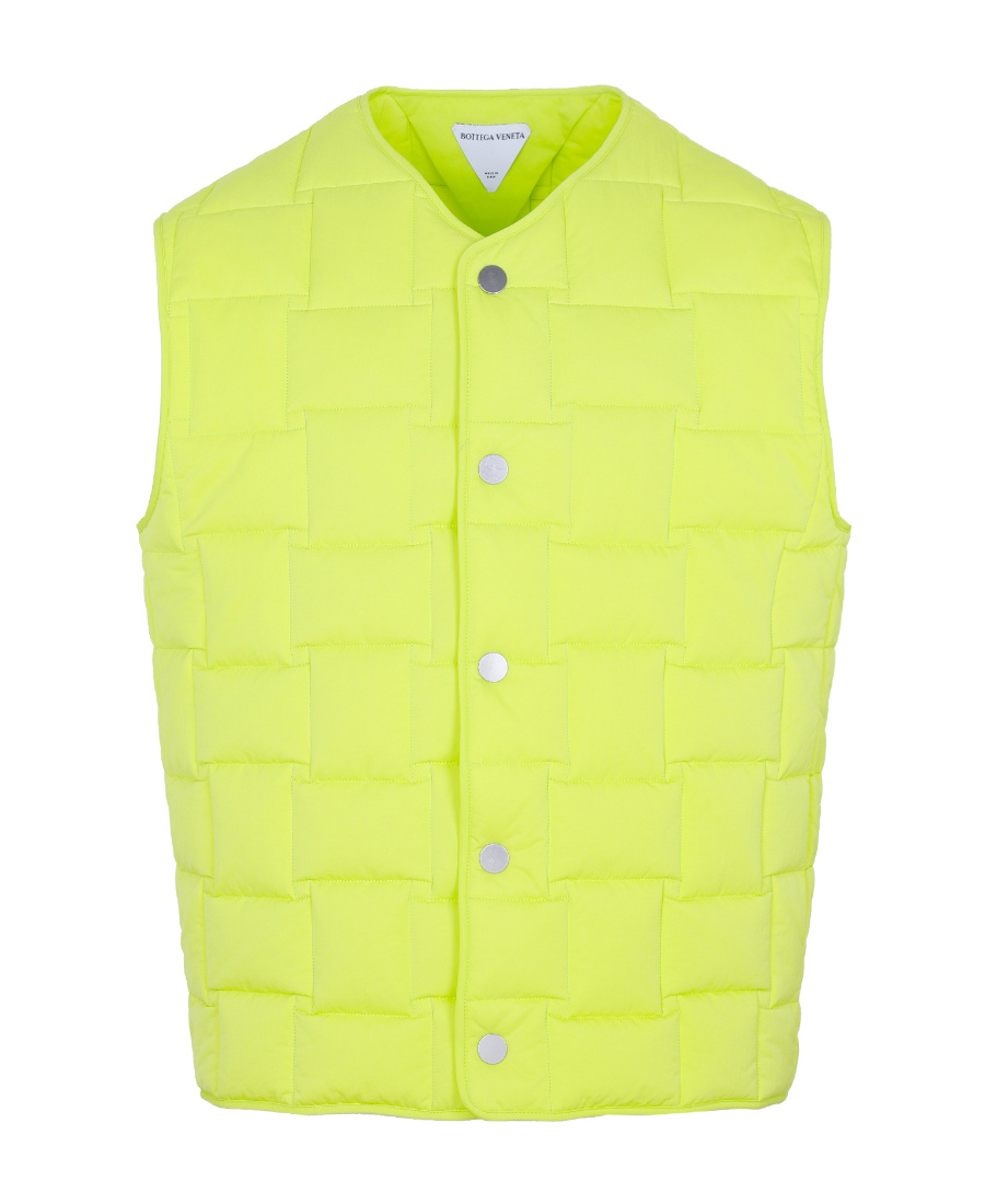 Bottega Veneta Lemon Technical Nylon Intreccio Vest In Yellow