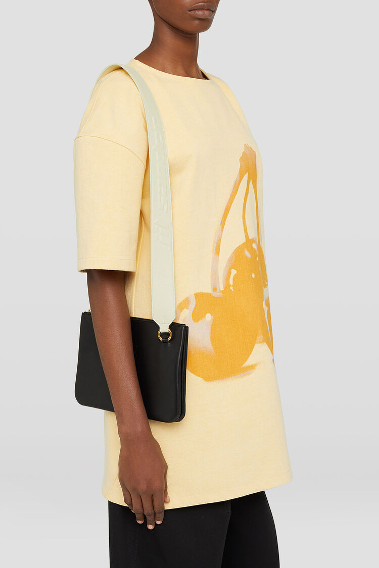 Jil Sander Link Lg Logo-strap Leather Crossbody Bag In Black