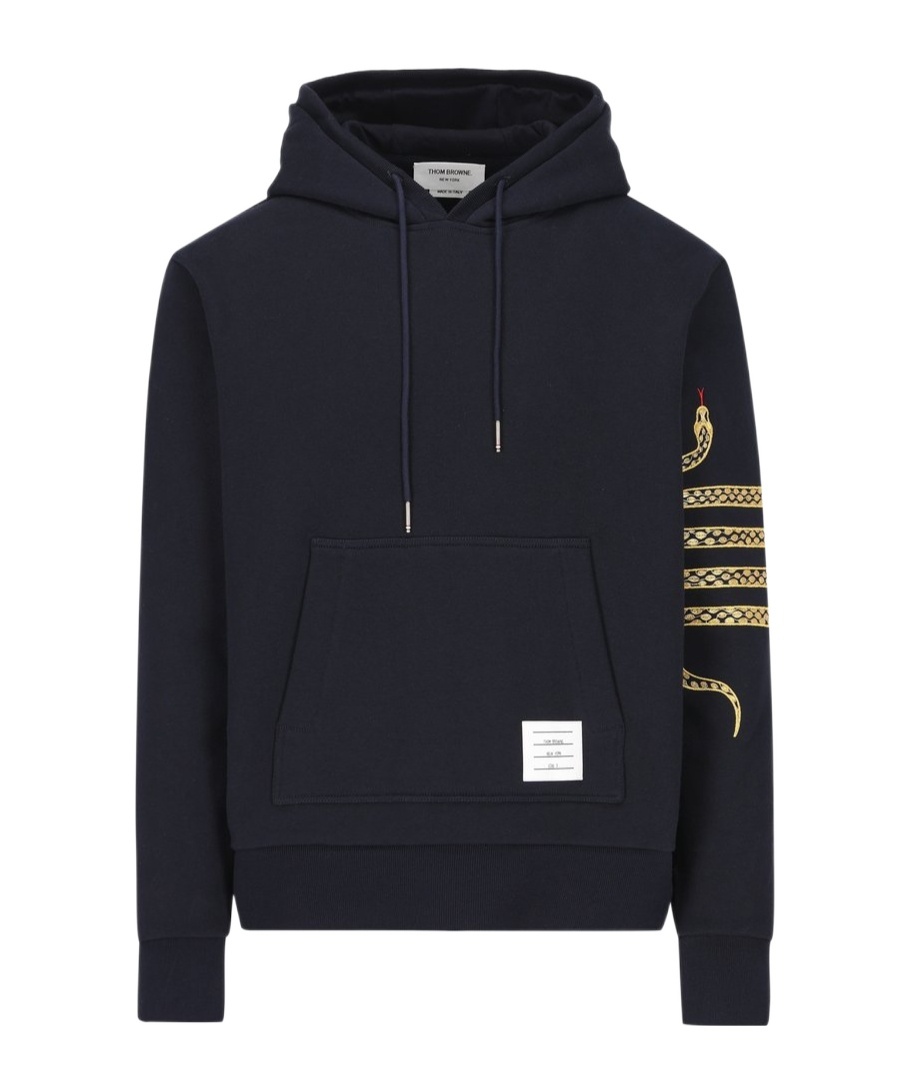 Thom Browne Logo Patch Hoodie In Black