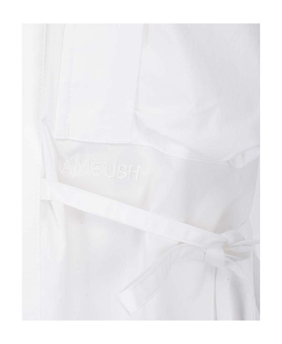 Ambush Oversized Waist-tie Shirt Dress In White