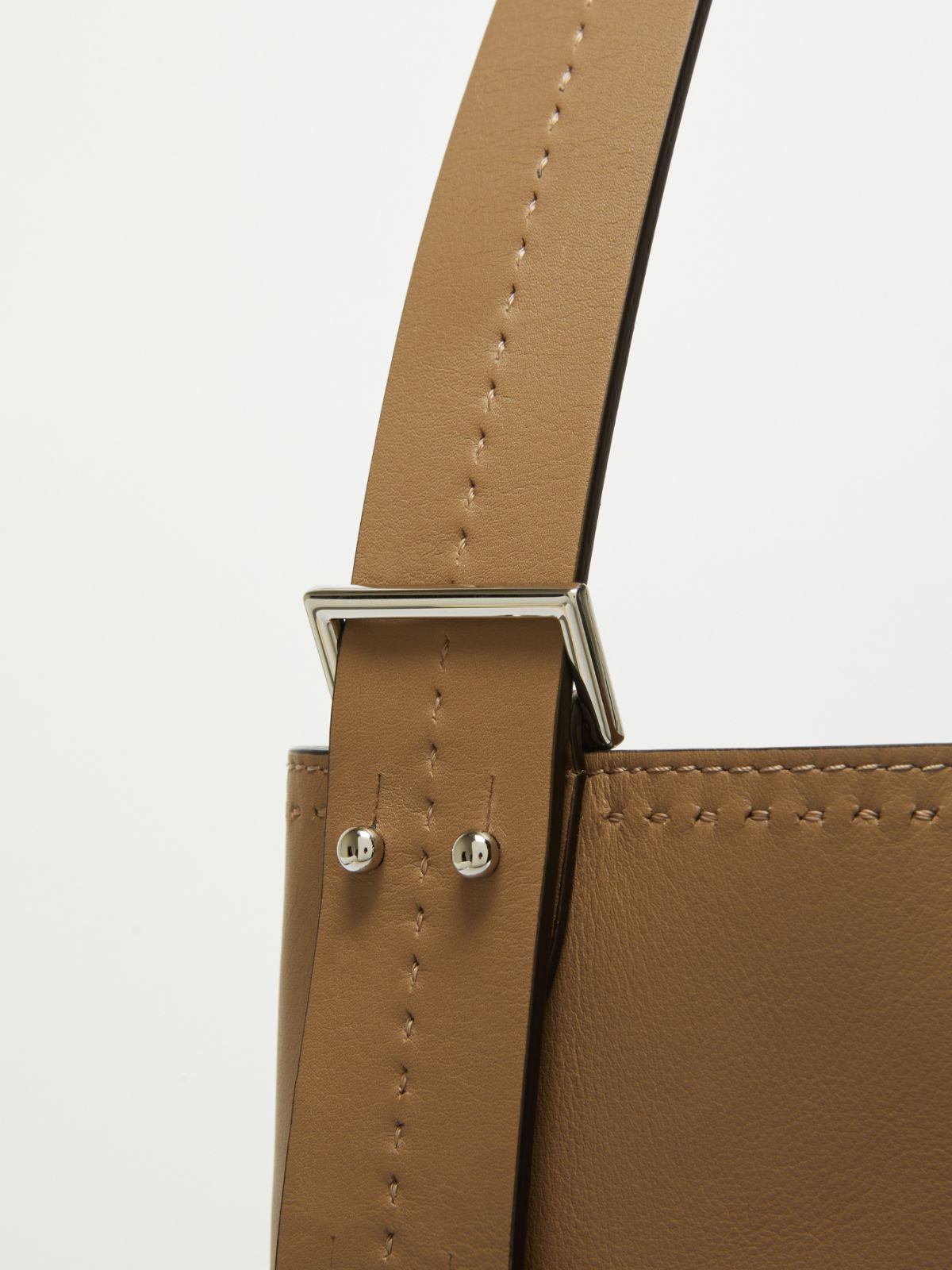 Max Mara Archetipo Leather Maxi Bucket Bag In Brown