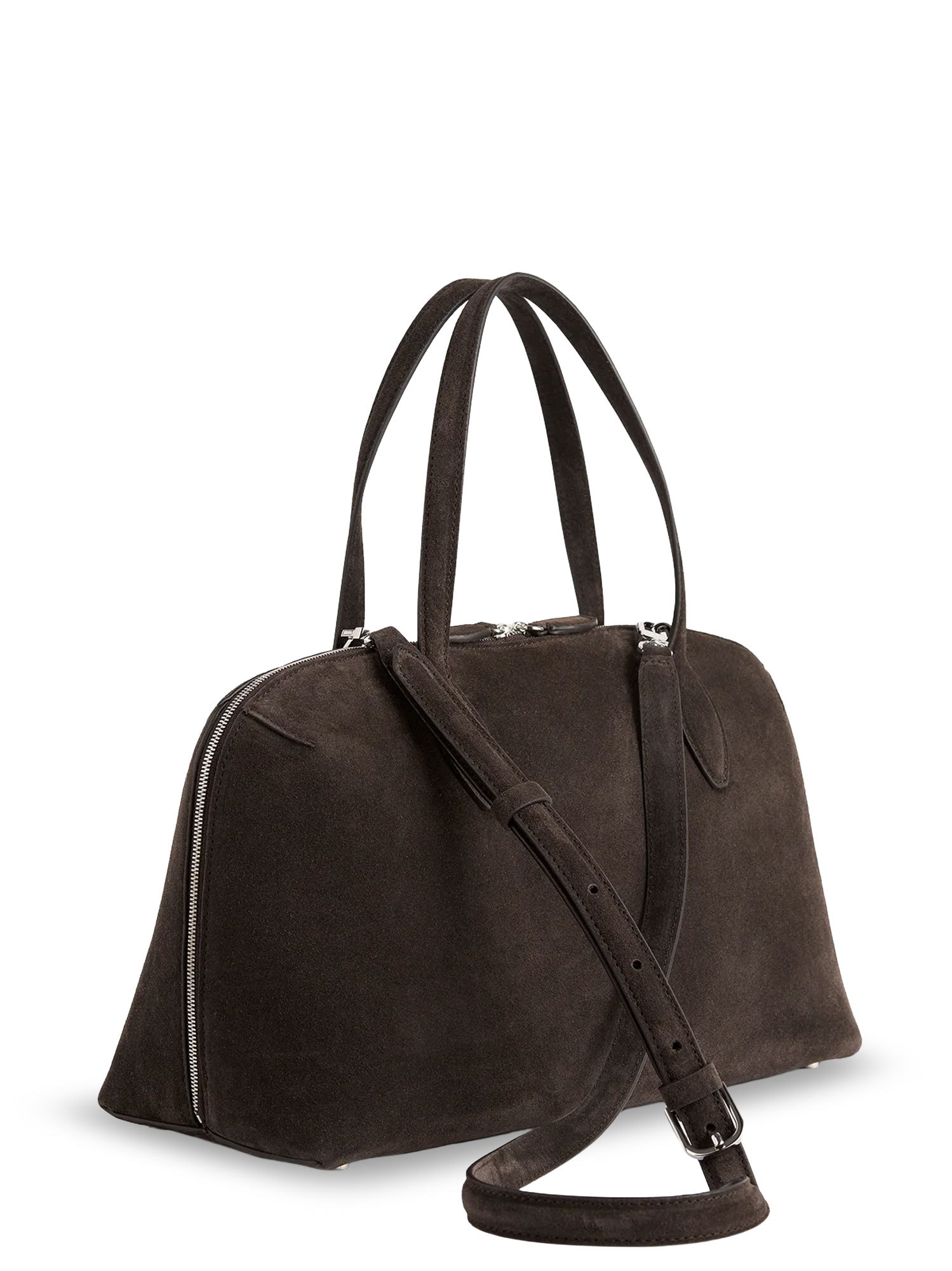 Totême Suede Crossybody Bag With Lettering Logo On The Front In Brown