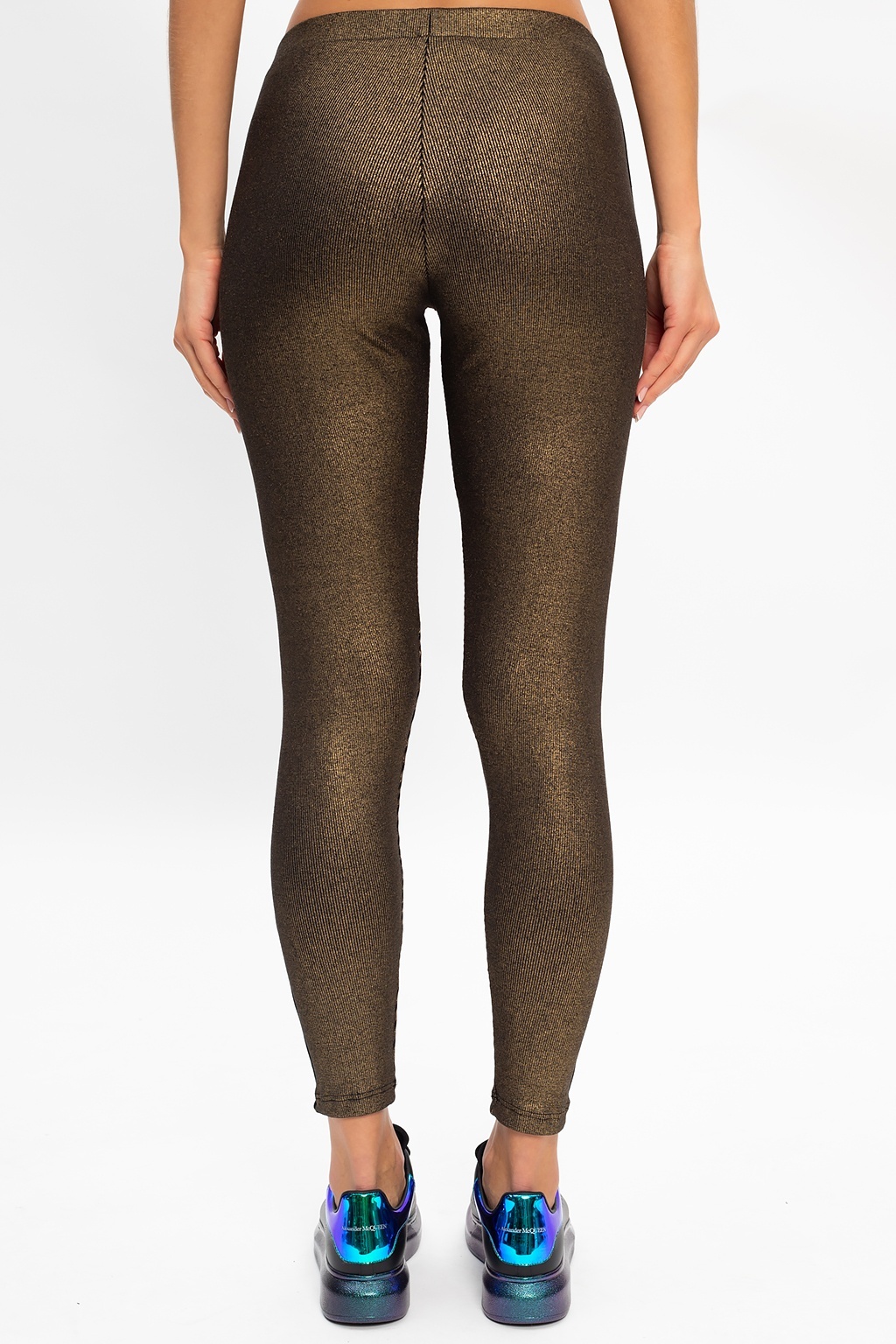 BALMAIN METALLIC FITTED LEGGINGS 