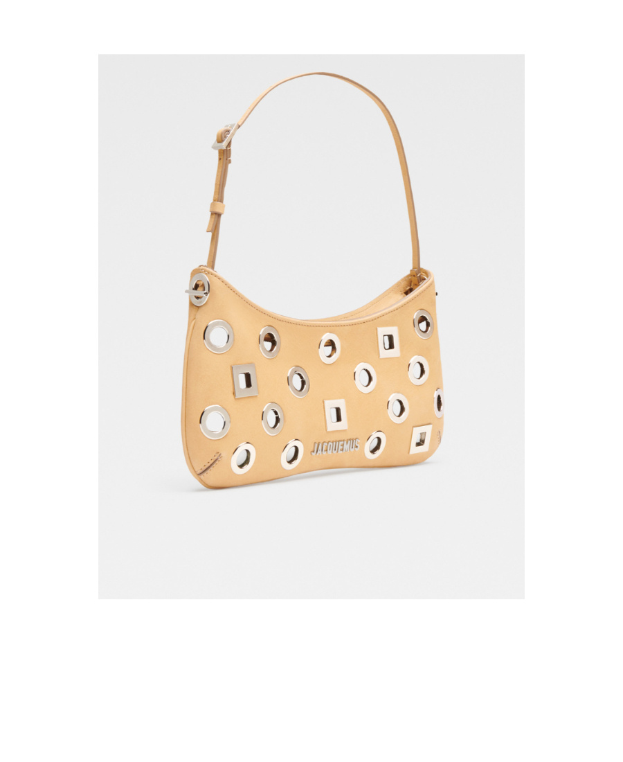 Jacquemus Le Bisou Eyelet-embellished Shoulder Bag In Nude
