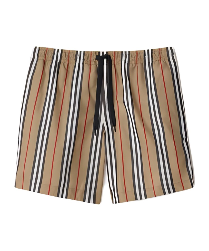 Burberry Stripe Print Strap-up Swimming Trunks In Multicolor