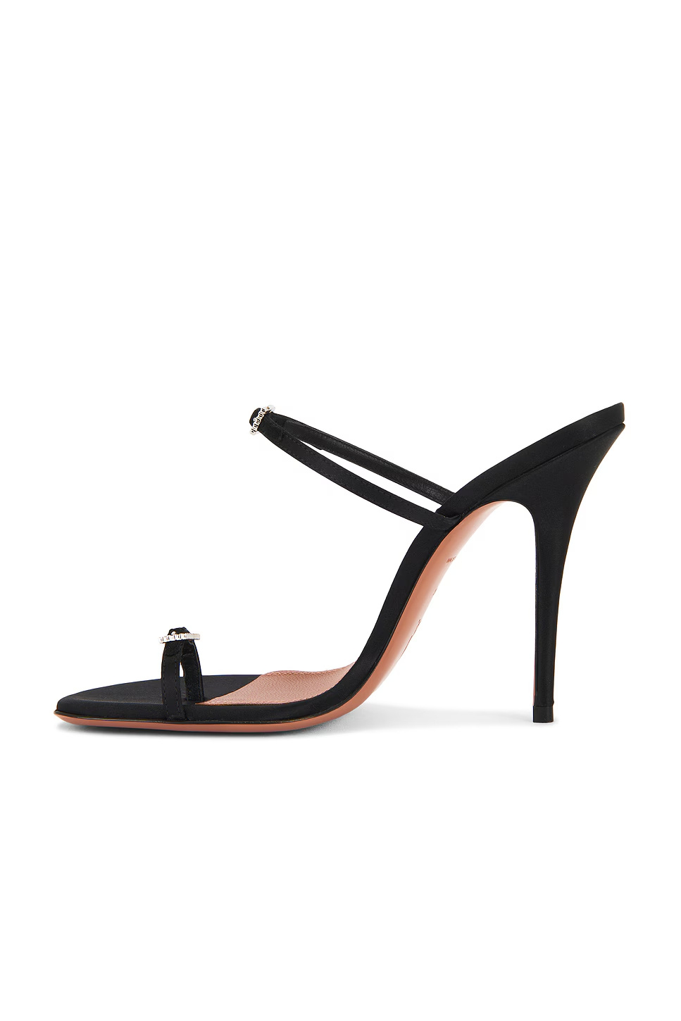 Amina Muaddi Adut Thong Slipper 105 In Black Satin In Multi