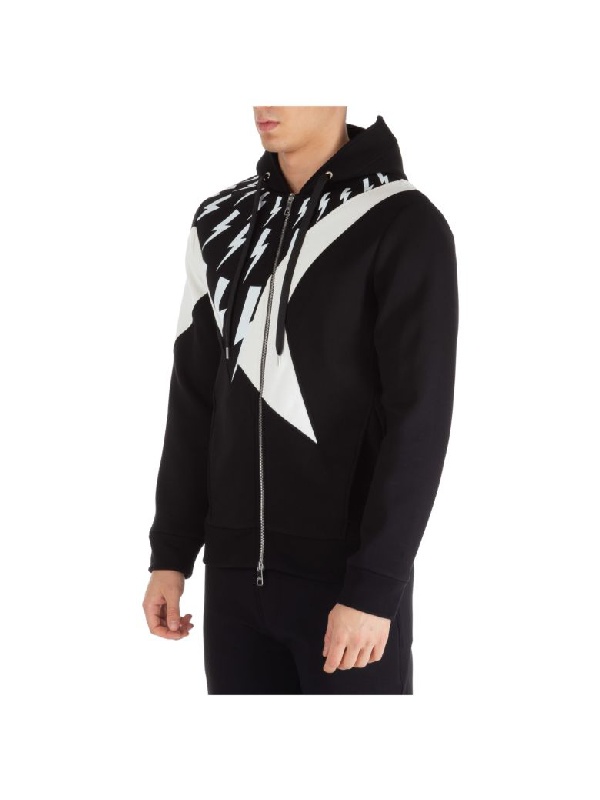Neil Barrett Lightning Printed Hoodie In Black