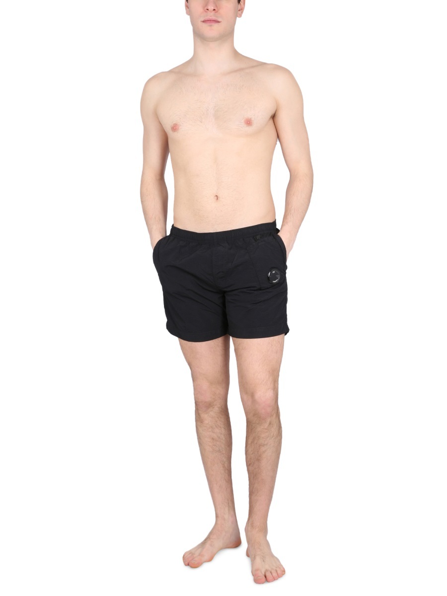 C.p. Company Keyring-attachment Track Shorts In Black