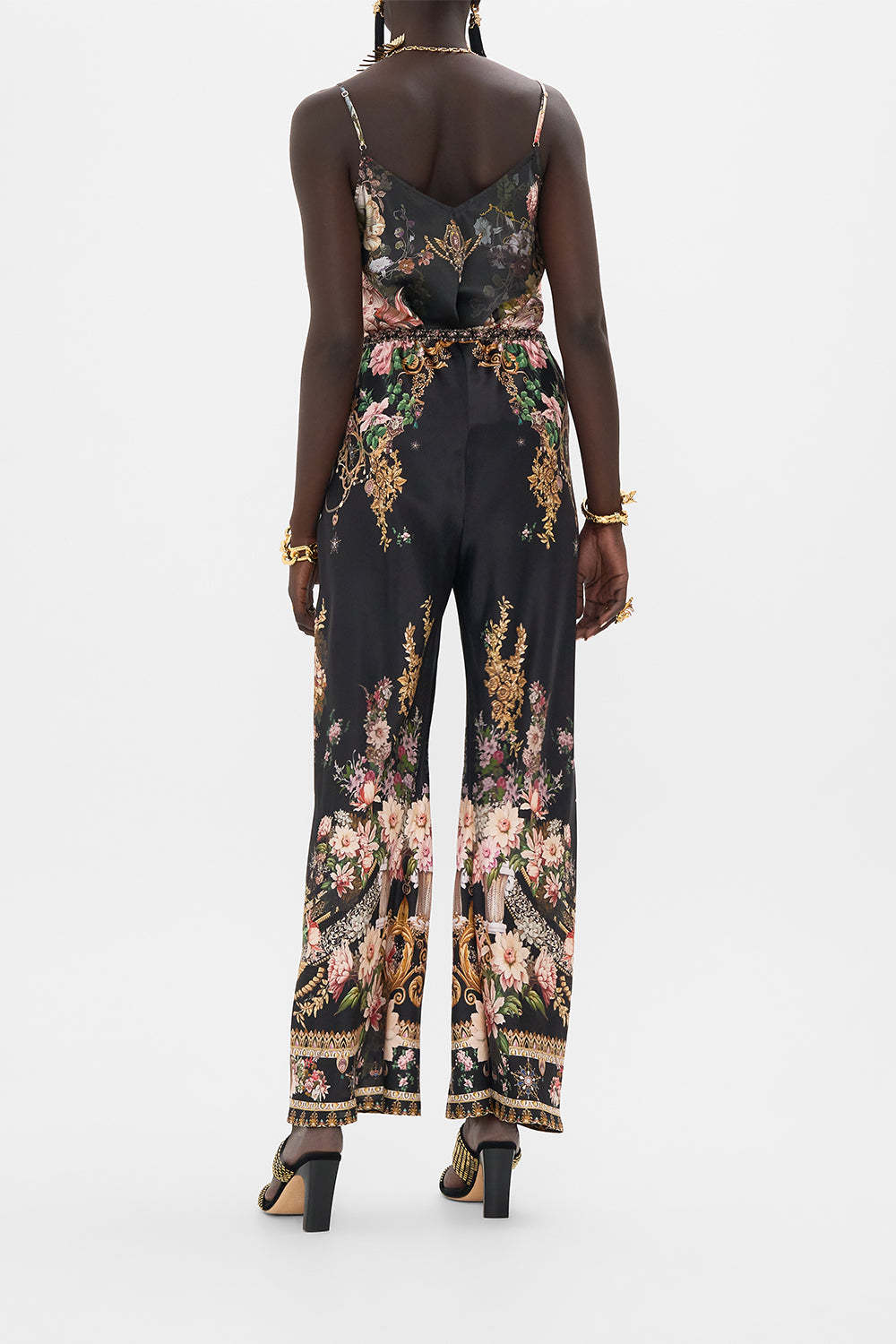 Camilla Bias-cut Silk Wide-leg Drawstring Pants In Black