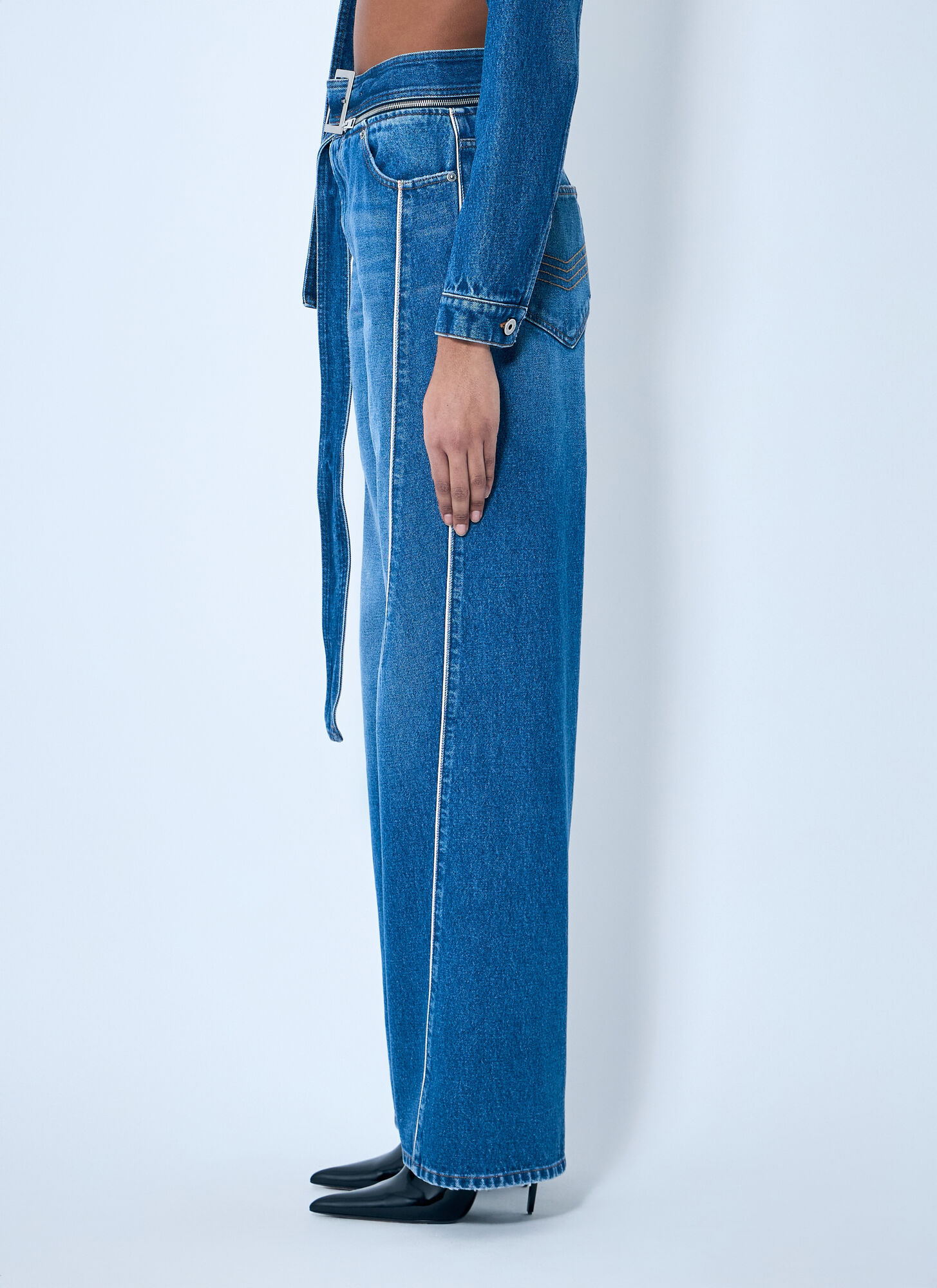 Jean Paul Gaultier The Belted Denim Jeans In Blue