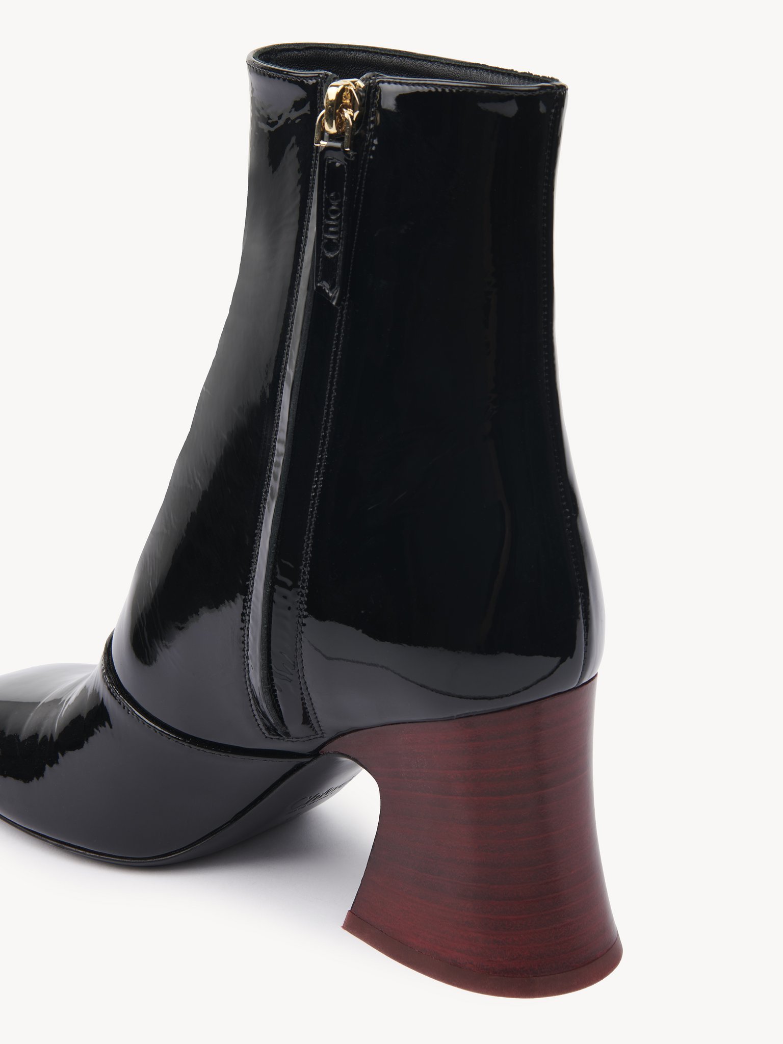 Chloé Janis Ankle Boots With Glossy Leather Heel
