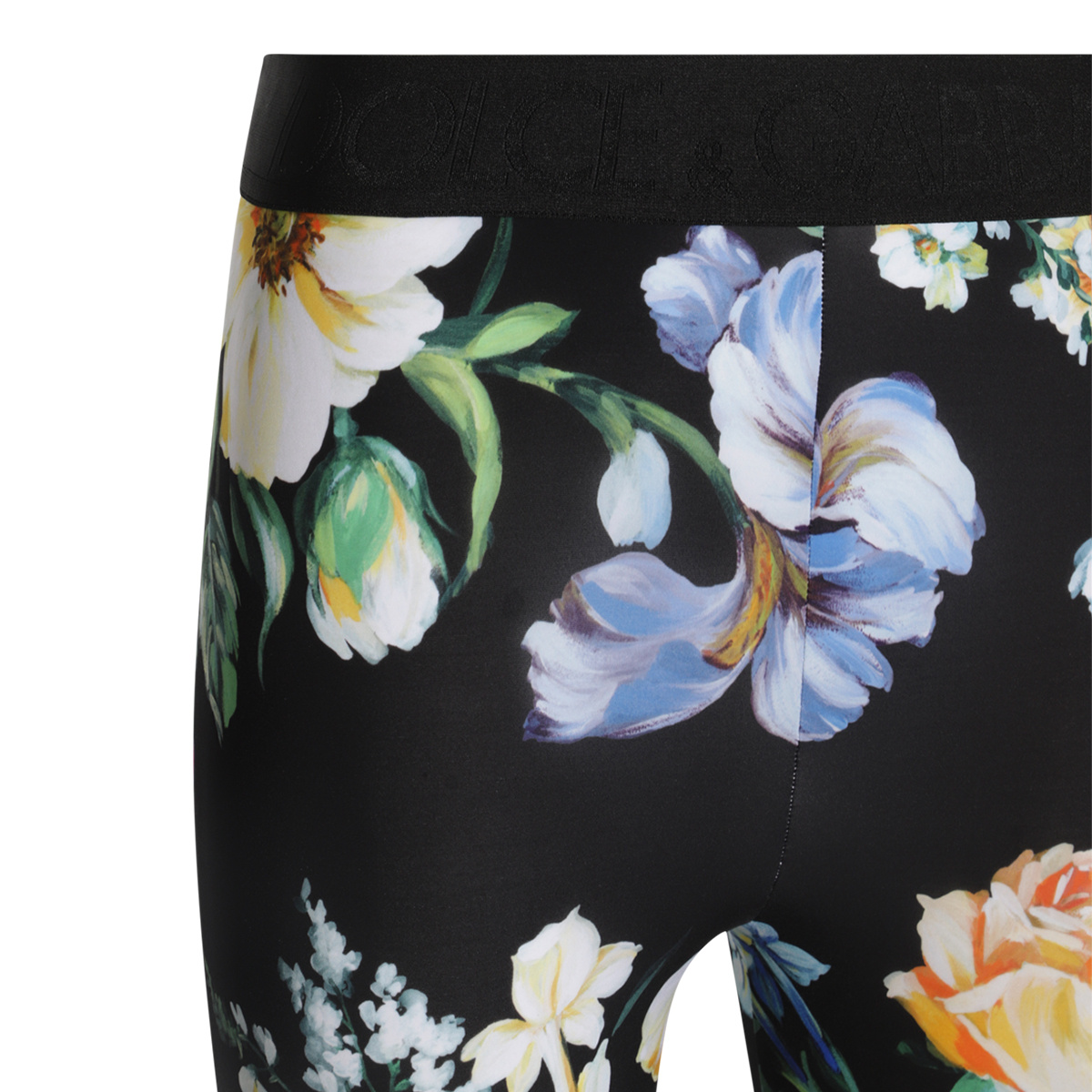 Dolce & Gabbana Mix Fiori Cropped Leggings In Black