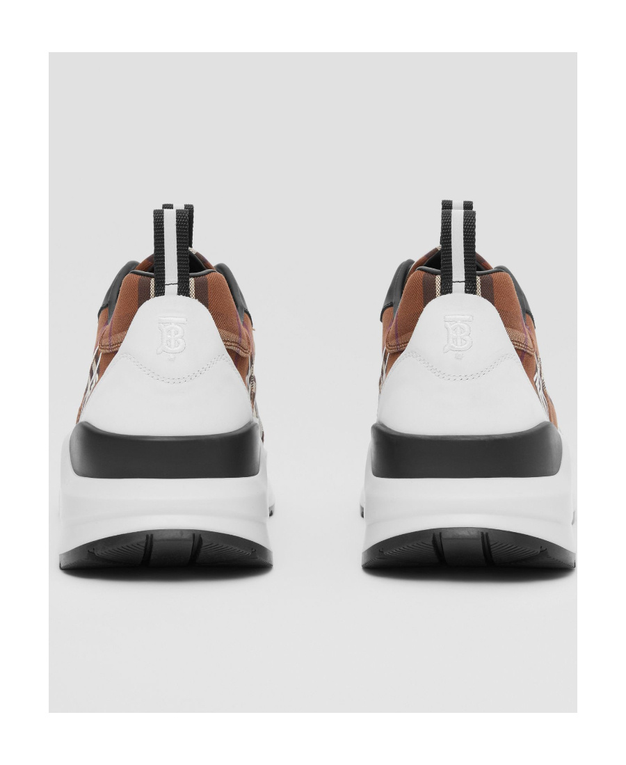 Burberry Sean Check-print Leather Low-top Trainers In White