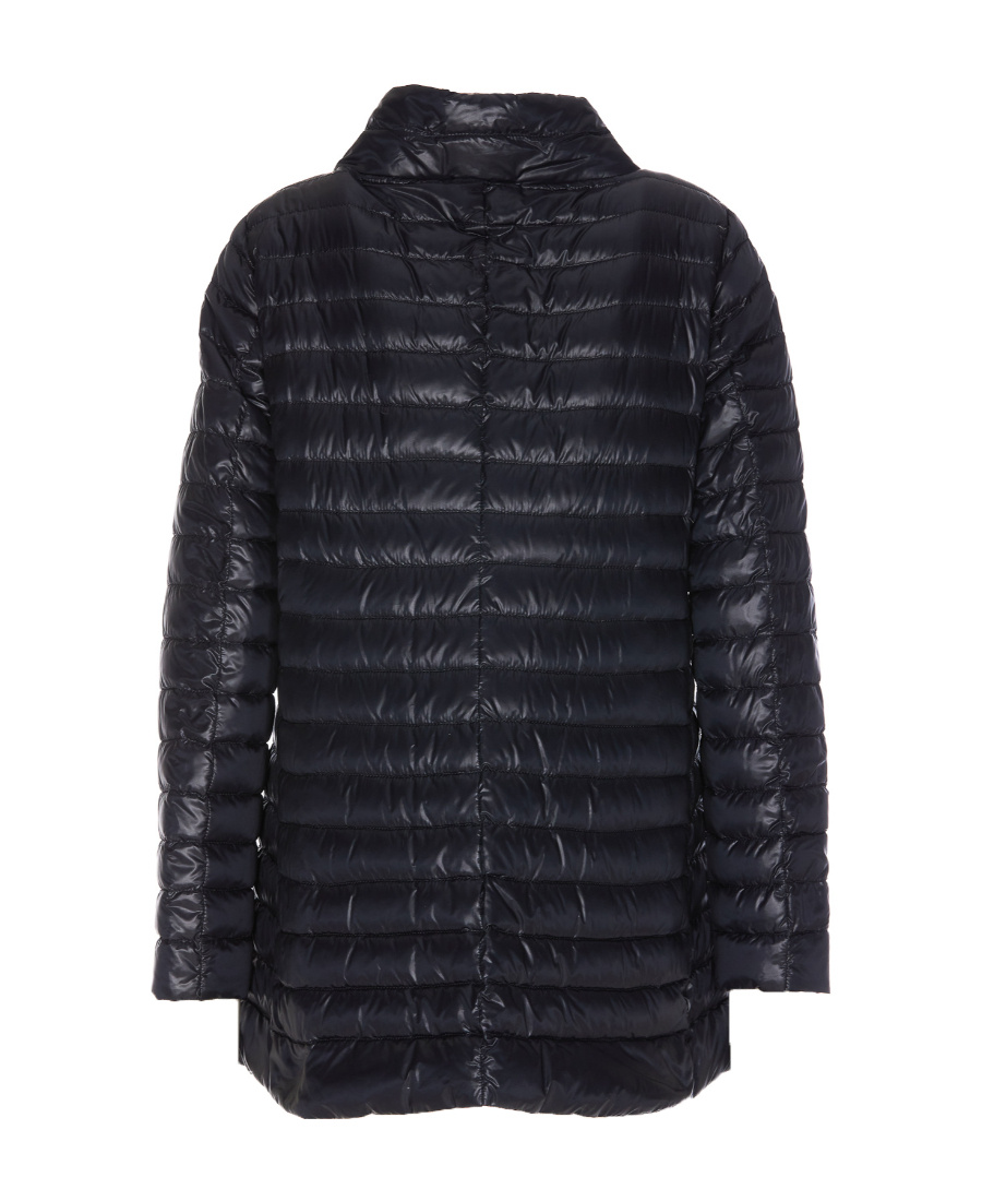 Herno Black Down Jacket With Snap Buttoned High Neck In Black