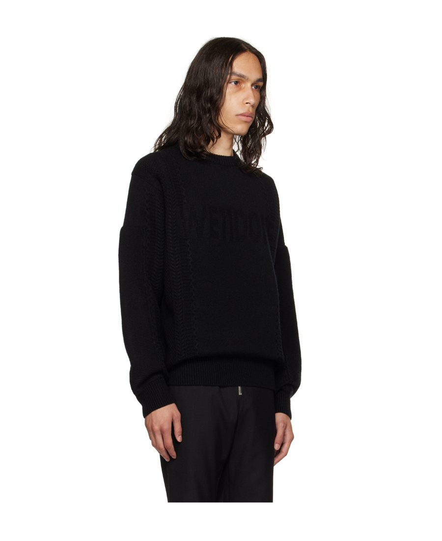 We11 Done Black Square Patch Sweater In Black
