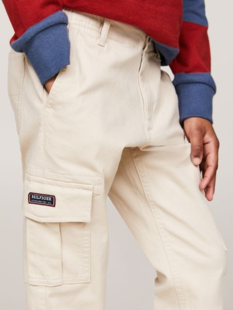 Tommy Hilfiger Multipocket Straight Utility Cargo Trousers In Neutral