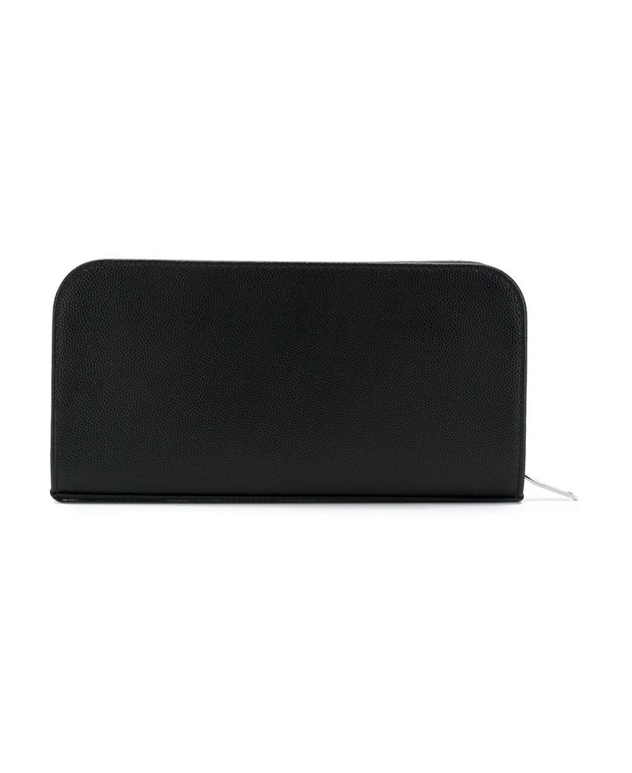 Saint Laurent Logo Zipped Wallet In Black