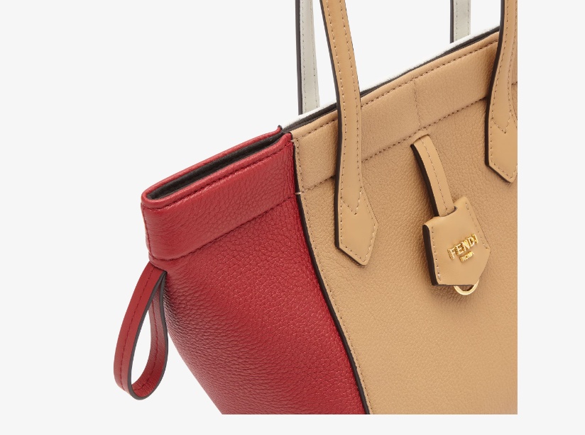 Fendi Transformable Multicolour Leather Mini Bag In Nude