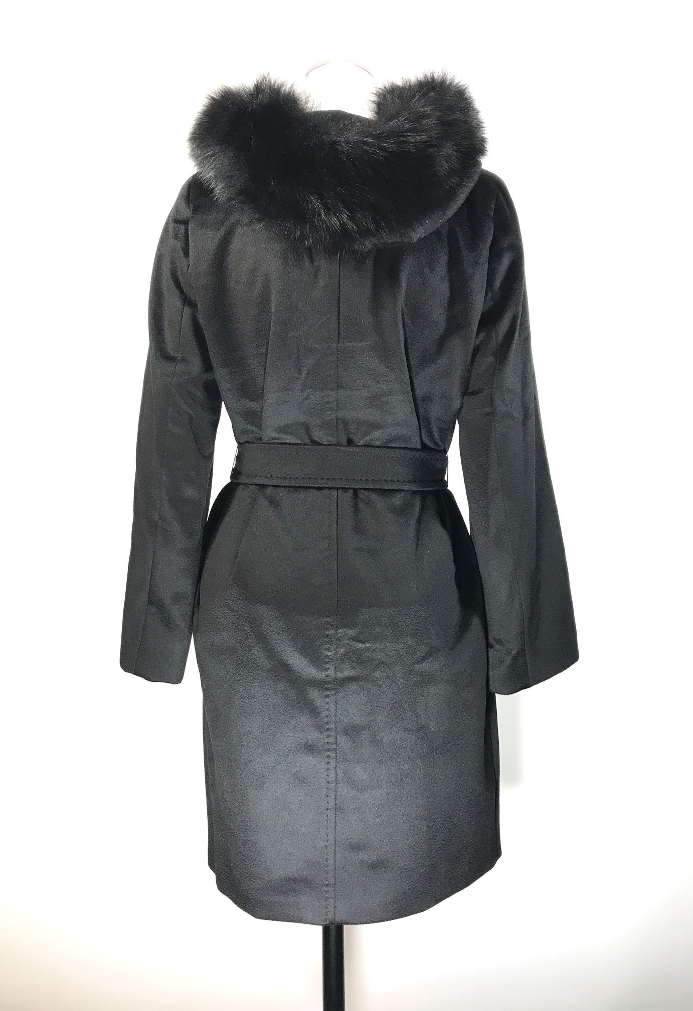 Max Mara Long-sleeved Hooded Coat In Black