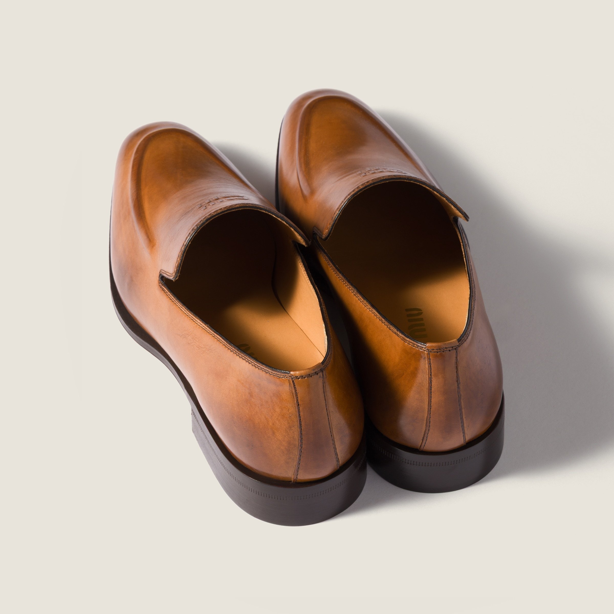 Miu Miu Runway Waxed Loafer In Brown