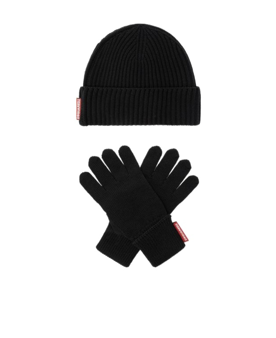 Dsquared2 Set-of-two Wool Beanie In Black