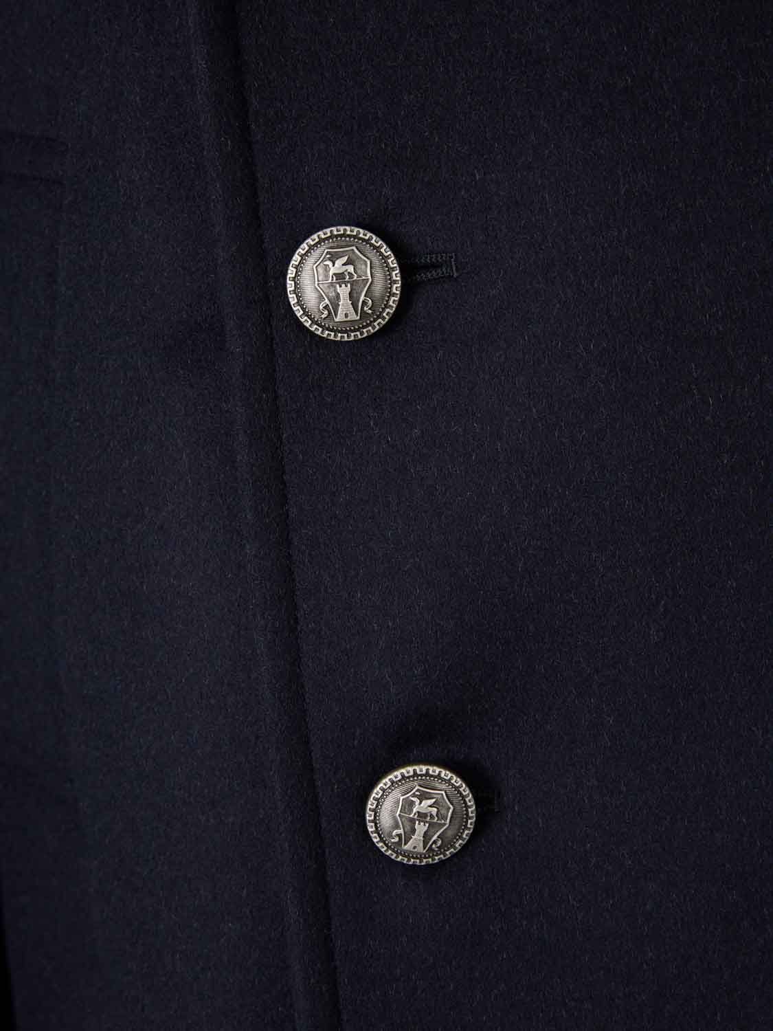 Brunello Cucinelli Navy Blue Double Flannel Caban Blazer In Black