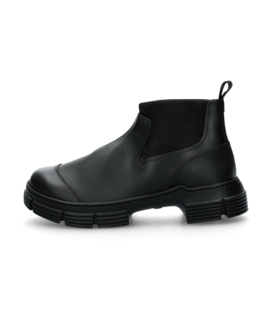 Ganni Round-headed Short Boots In Black