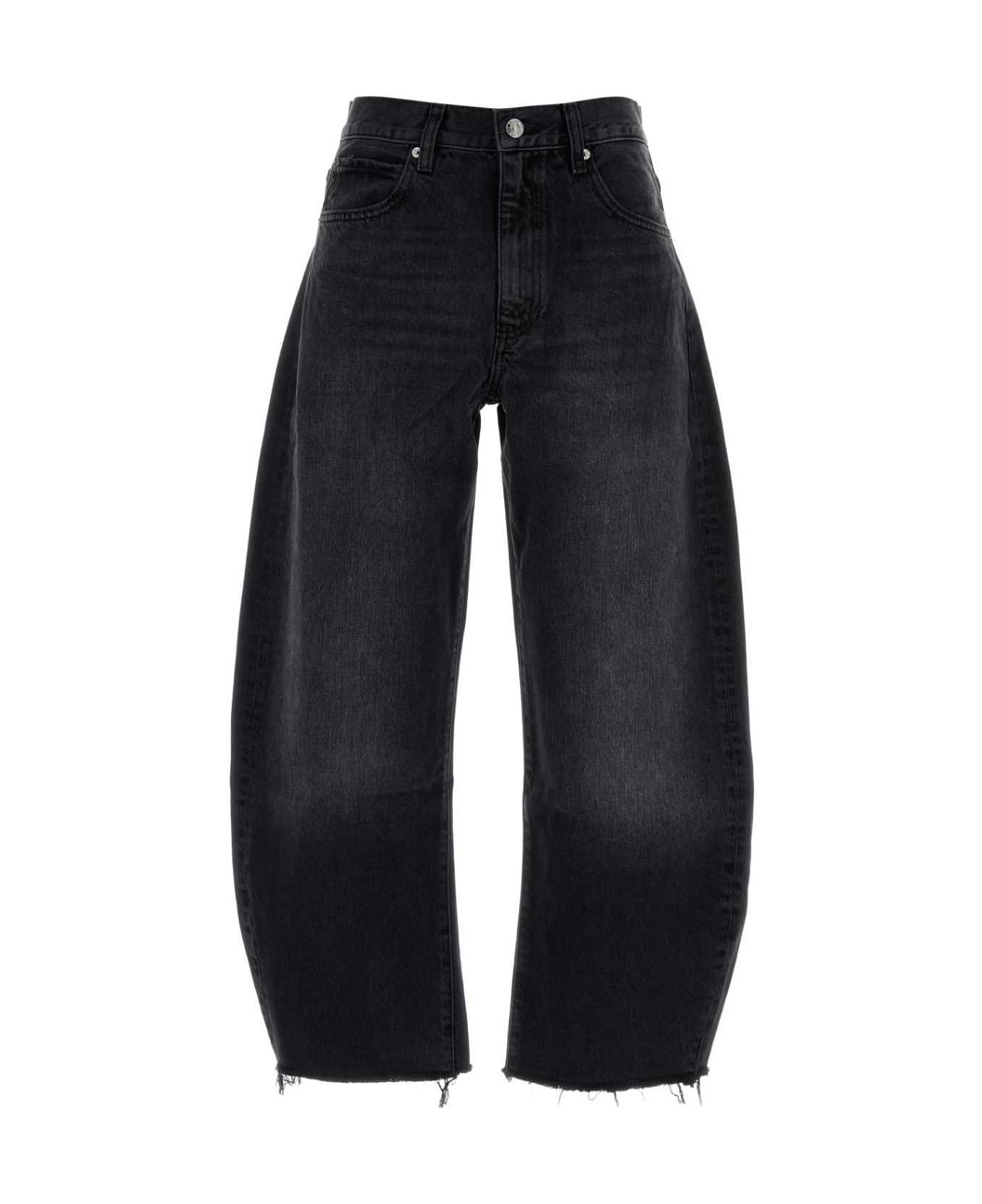 Frame Crop Wide-leg Denim Trousers In Black