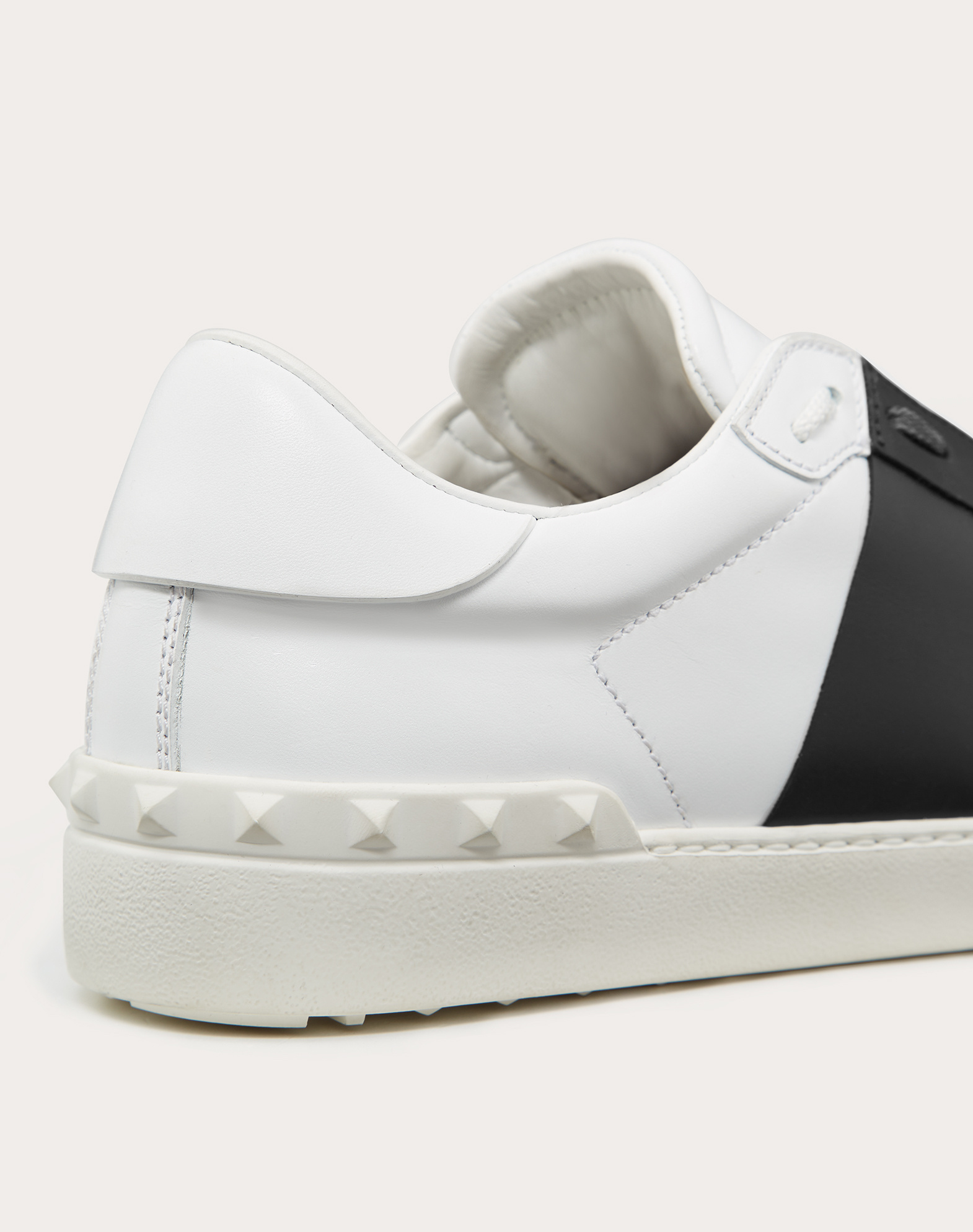 Shop Valentino Calfskin Open Sneaker In White