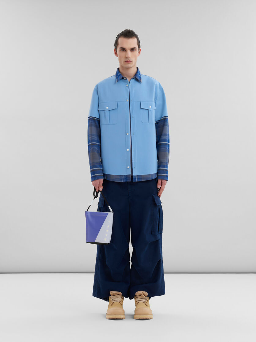 Shop Marni Purple And Blue Tribeca Crossbody Bag With Shoelace Strap
