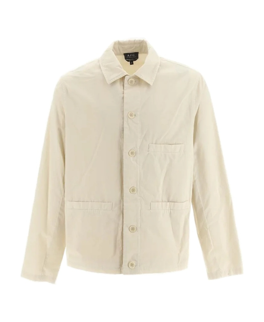 Apc Single-breasted Cotton Shirt Jacket In Nude