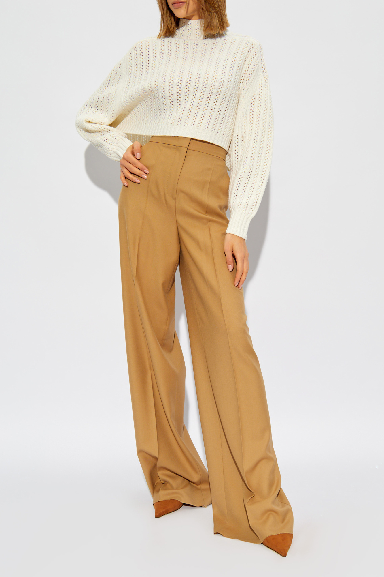 Max Mara Wool-cashmere Blend Sweaters In White