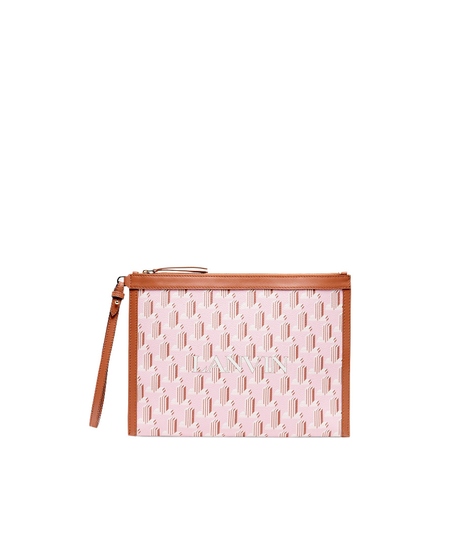 Lanvin Monogram-print Clutch In Pink